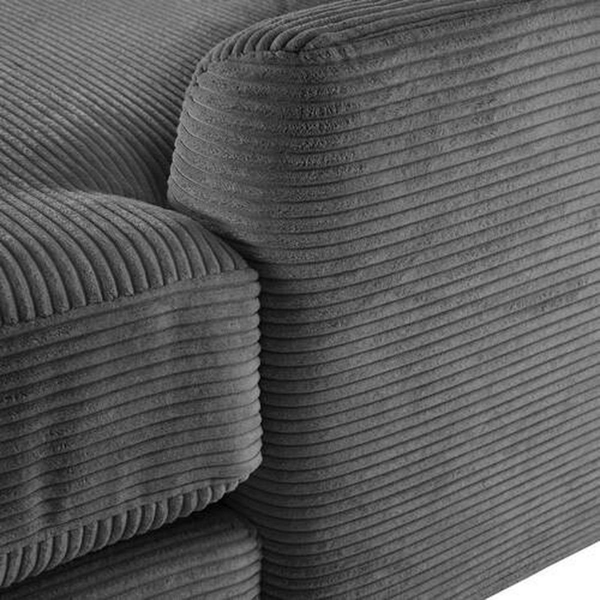ECKSOFA in Cord Anthrazit  - Anthrazit/Schwarz, Design, Kunststoff/Textil (240/175cm) - Landscape