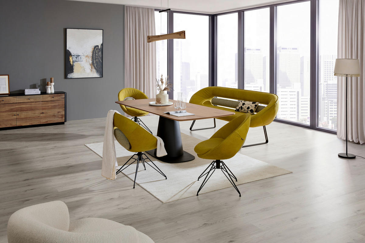 SITZBANK 220/89/68 cm  in Grün, Schwarz  - Beige/Schwarz, Design, Leder/Textil (220/89/68cm) - Koinor