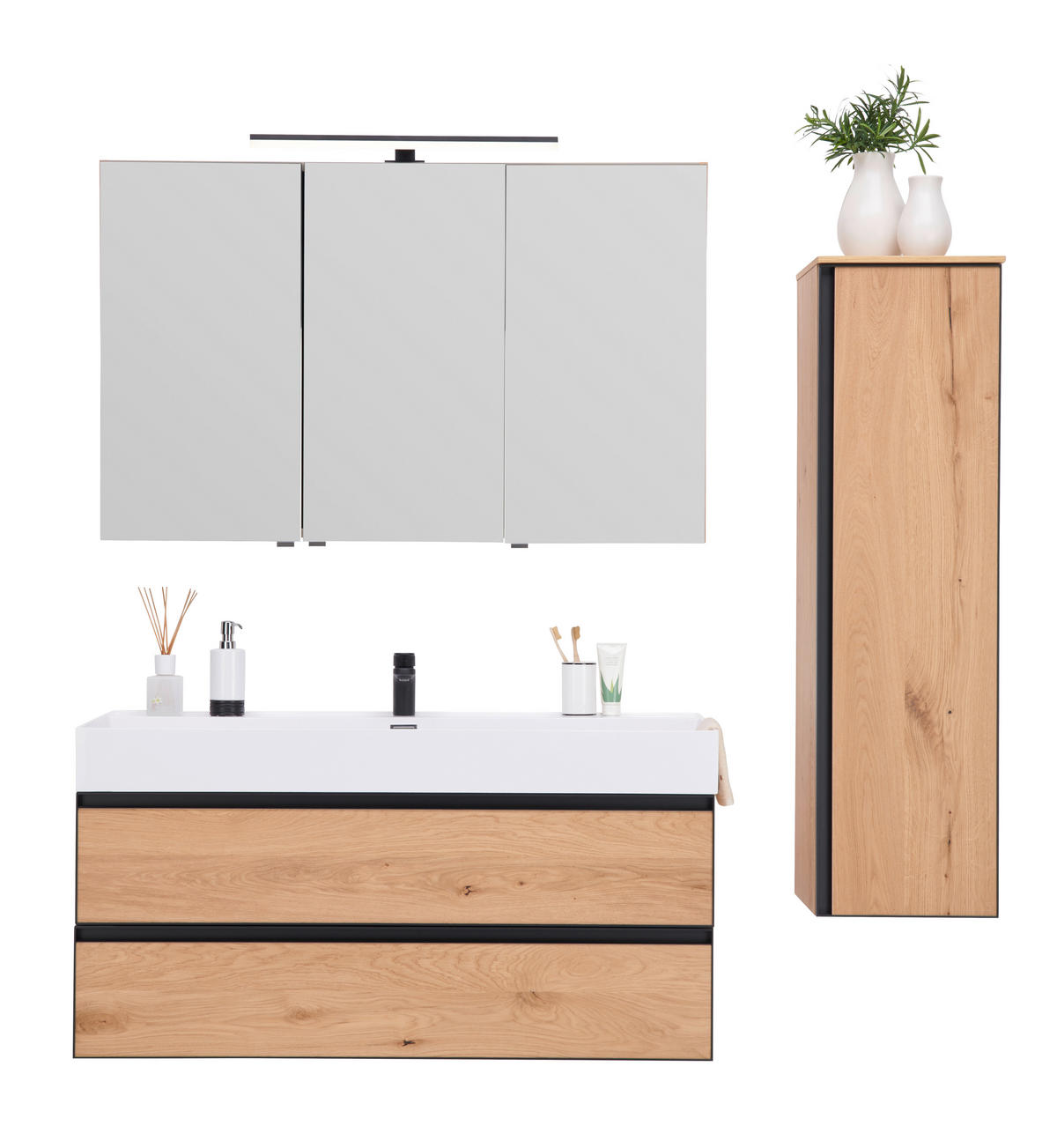 BADEZIMMER  in 120 cm  - Eichefarben/Schwarz, MODERN, Holz (120cm) - Dieter Knoll