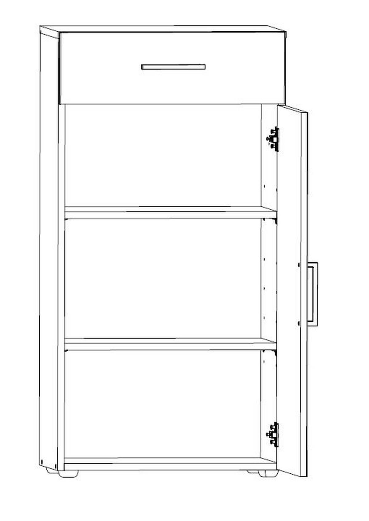 BYRÅ 50/98/40 cm  - vit/aluminiumfärg, Basics, trämaterial/plast (50/98/40cm) - Xora