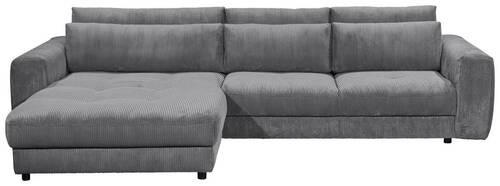 ECKSOFA Anthrazit Cord - Anthrazit/Schwarz, KONVENTIONELL, Kunststoff/Textil (194/333cm) - MID.YOU