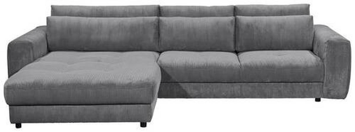 ECKSOFA in Cord Anthrazit  - Anthrazit/Schwarz, Konventionell, Holzwerkstoff/Kunststoff (194/333cm) - MID.YOU