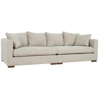 3-SITS SOFFA i chenille beige  - beige/brun, Klassisk, metall/trä (266/80/113cm) - Carryhome