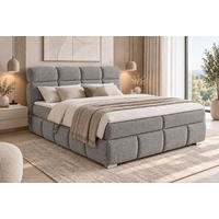 BOXBETT 140/200 cm,  in Grau, Bettkasten, Topper,  - Chromfarben/Grau, MODERN, Holz/Kunststoff (140/200cm) - MID.YOU