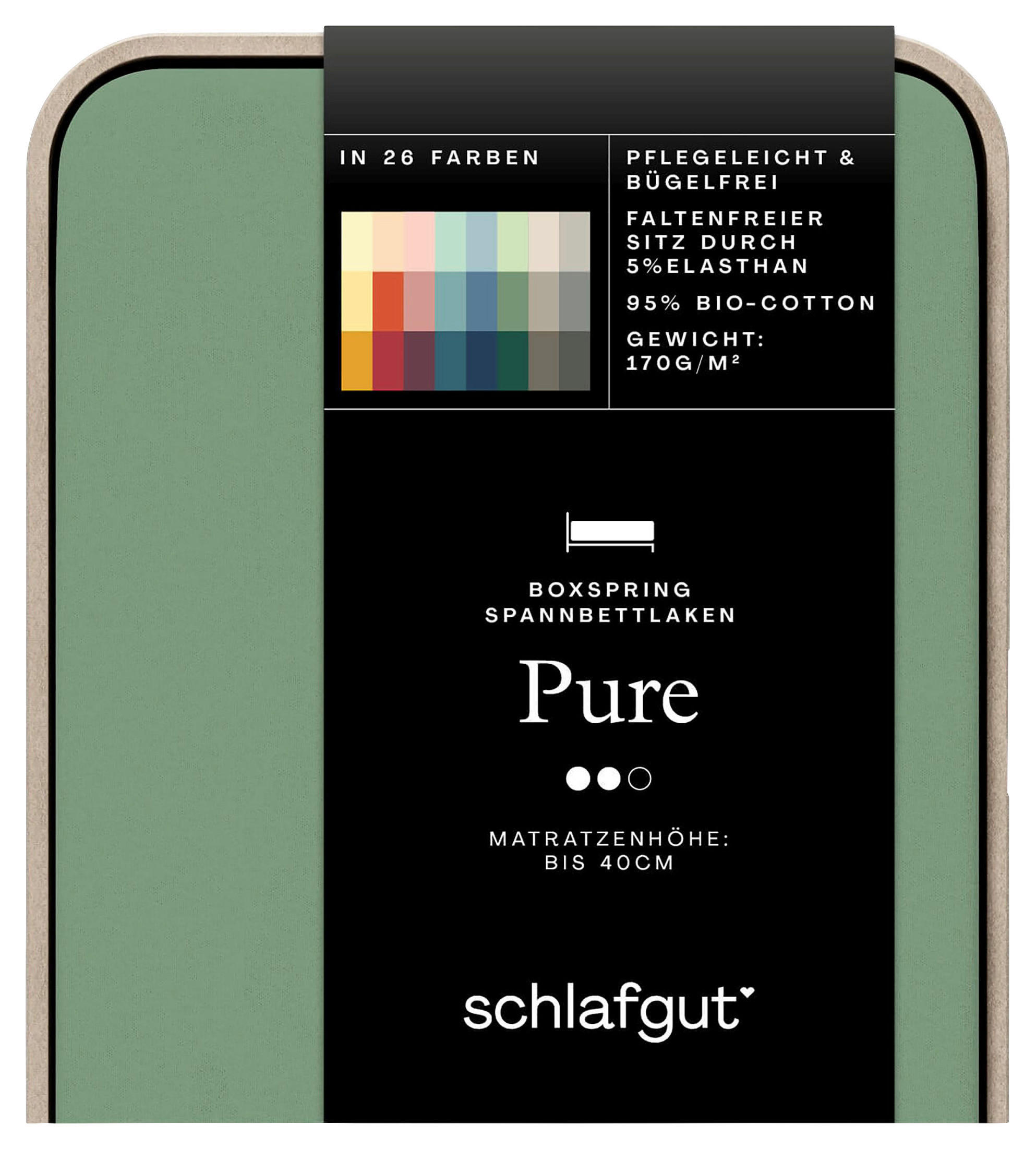 BOXSPRING-SPANNLEINTUCH PURE Jersey  - Grün, Basics, Textil (90-100/190-220cm) - Schlafgut