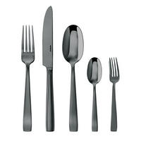 BESTECKSET Flat Mirror Black 30-teilig Edelstahl  - Schwarz, Basics, Metall - Sambonet