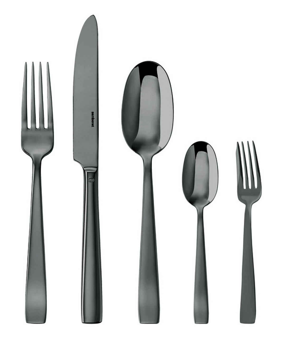 BESTECKSET Flat Mirror Black 30-teilig Edelstahl  - Schwarz, Basics, Metall - Sambonet