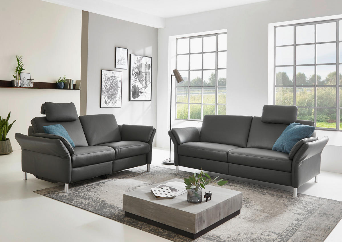 3-SITZER-SOFA in Echtleder Cognac  - Cognac/Alufarben, Design, Leder/Metall (190/82/99cm) - Dieter Knoll