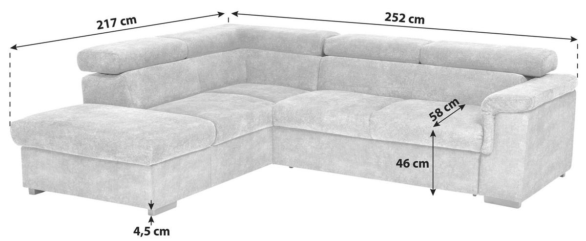 ECKSOFA Anthrazit, Braun Lederlook, Flachgewebe  - Anthrazit/Braun, Basics, Holz/Textil (217/252cm) - MID.YOU
