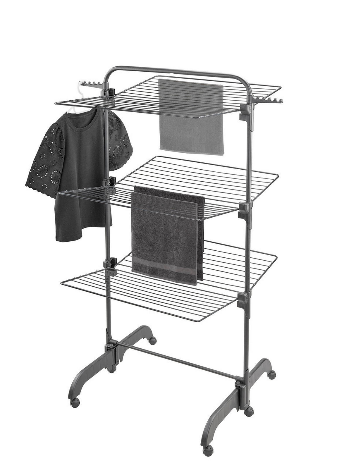 TURMWÄSCHETROCKNER COMFORT TOWER 420 BLACK 76,5/70/145 cm  - Schwarz, Basics, Kunststoff (76,5/70/145cm) - Leifheit