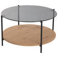 COUCHTISCH in Metall, Glas, Holzwerkstoff 80/80/45 cm  - Eichefarben/Schwarz, Design, Glas/Holzwerkstoff (80/80/45cm) - Carryhome