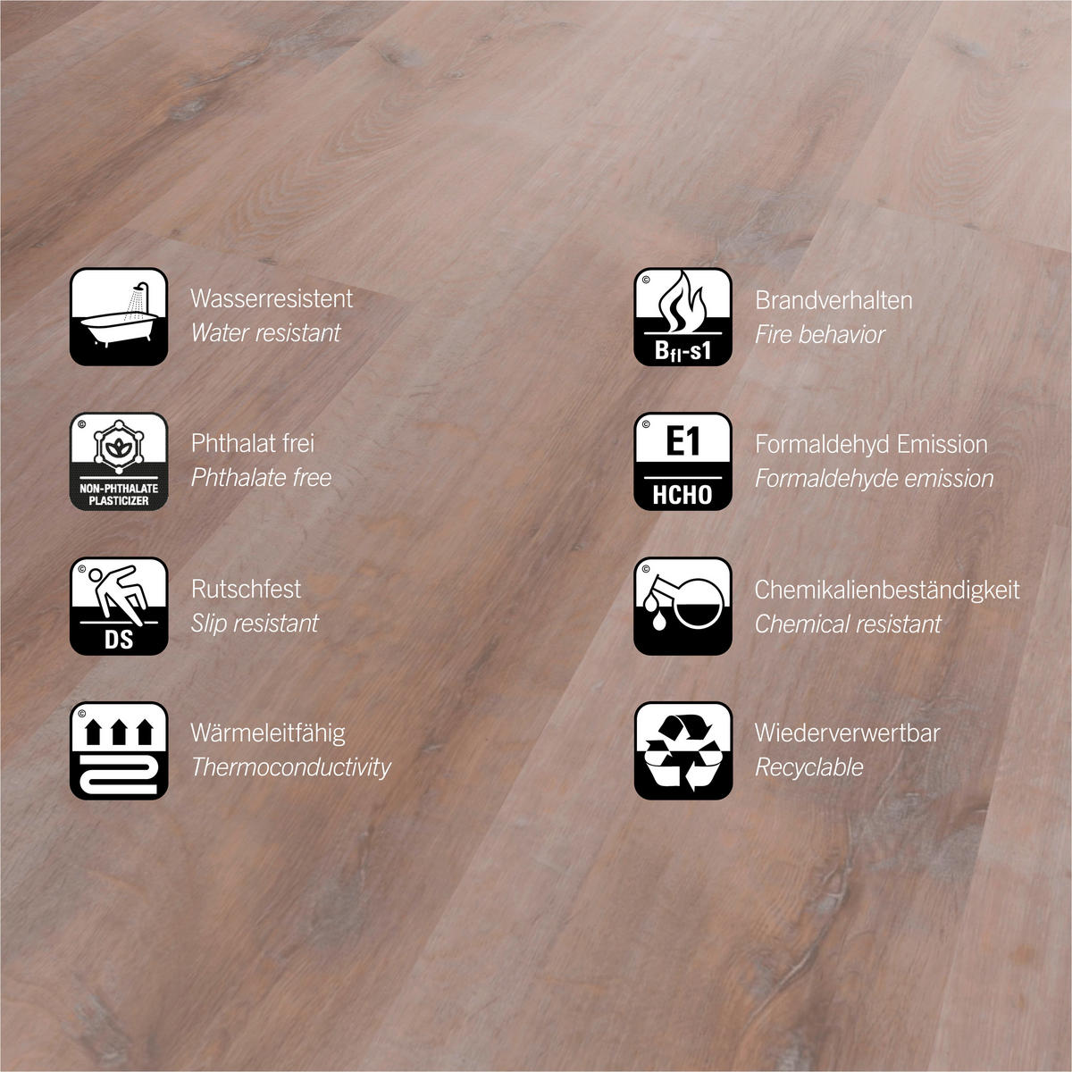 DESIGNBODEN More+  per  m² - Eichefarben/Mokka, Basics, Kunststoff (121/22/0.5cm)