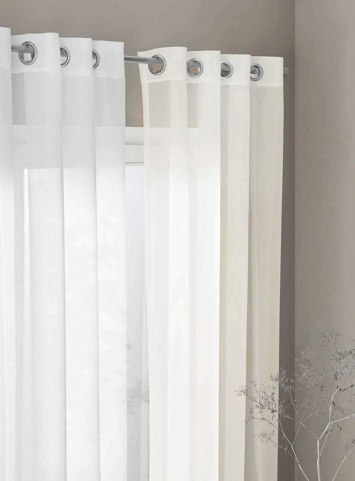 ZÁVĚS S OČKY, průhledné, 140/245 cm - bílá, Basics, textil (140/245cm) - Boxxx