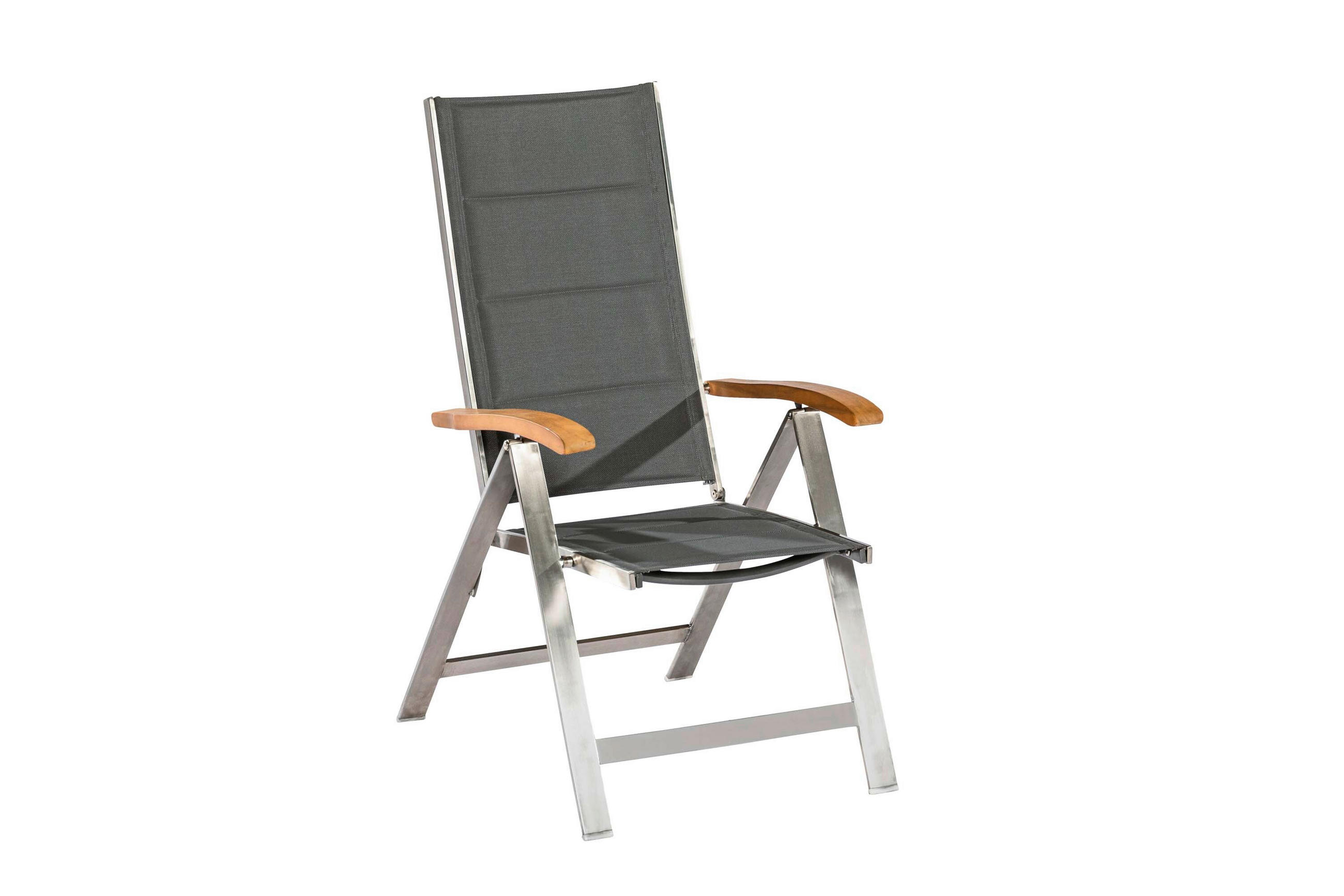 GARTENKLAPPSESSEL Akazie Stahl Grau, Silberfarben, Akaziefarben  - Silberfarben/Grau, KONVENTIONELL, Holz/Textil (59/110/70cm) - Gardenson