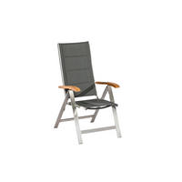 GARTENKLAPPSESSEL Akazie Stahl Grau, Silberfarben, Akaziefarben  - Silberfarben/Grau, KONVENTIONELL, Holz/Textil (59/110/70cm) - Gardenson