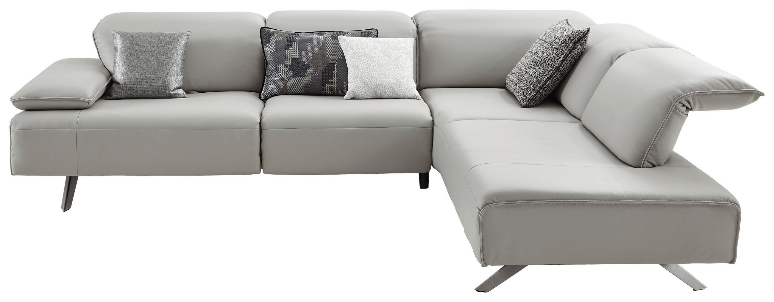 SEDACÍ SOUPRAVA, kůže, barvy stříbra - barvy stříbra/tmavě šedá, Design, kov/kůže (291/229cm) - Johann Jakob