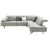 ECKSOFA in Echtleder Hellgrau  - Dunkelgrau/Anthrazit, Design, Leder/Metall (295/231cm) - Johann Jakob