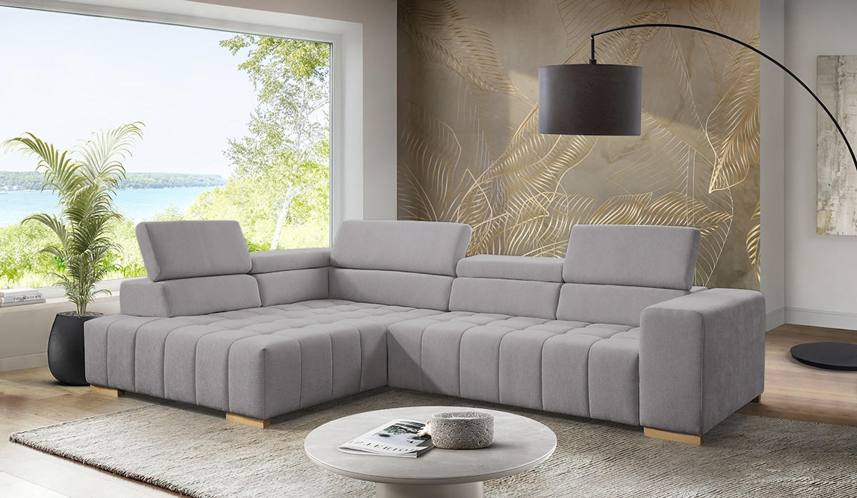 ECKSOFA in Chenille Braun  - Naturfarben/Braun, Design, Holz/Textil (201/307cm) - Livetastic