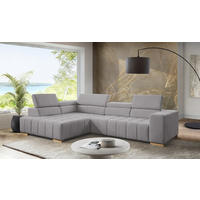 ECKSOFA in Chenille Braun  - Naturfarben/Braun, Design, Holz/Textil (201/307cm) - Livetastic
