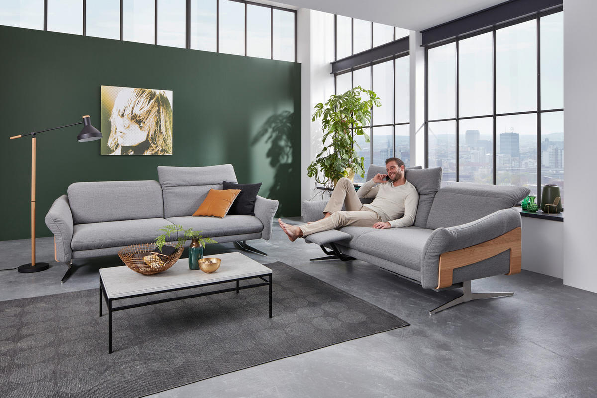 2,5-SITZER in Webstoff Grau  - Anthrazit/Grau, Design, Holz/Textil (193/81/107cm) - Himolla