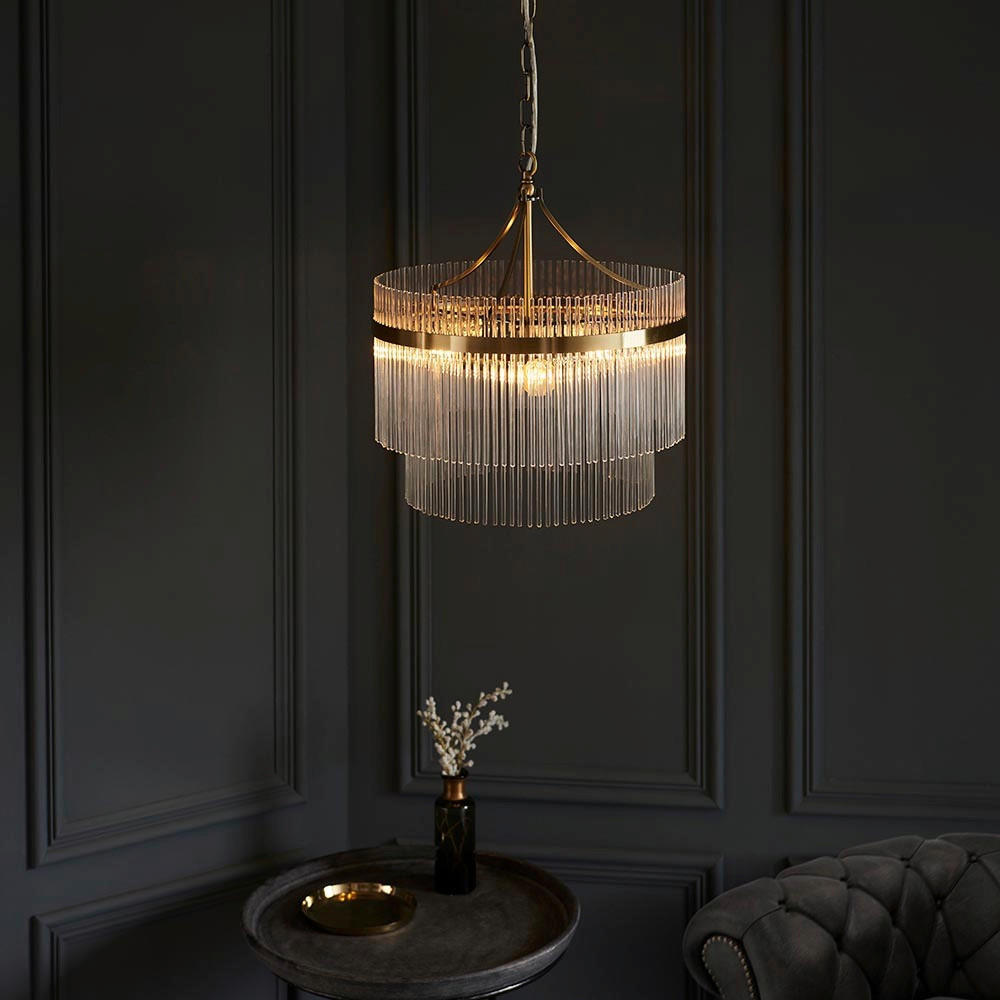 KRISTALL-HÄNGELEUCHTE 40/60-168 cm   - Transparent, KONVENTIONELL, Glas (40/60-168cm) - ENDON