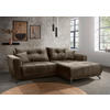 ECKSOFA in Velours Braun  246/177 cm  - Schwarz/Braun, MODERN, Textil/Metall (246/177cm) - MID.YOU
