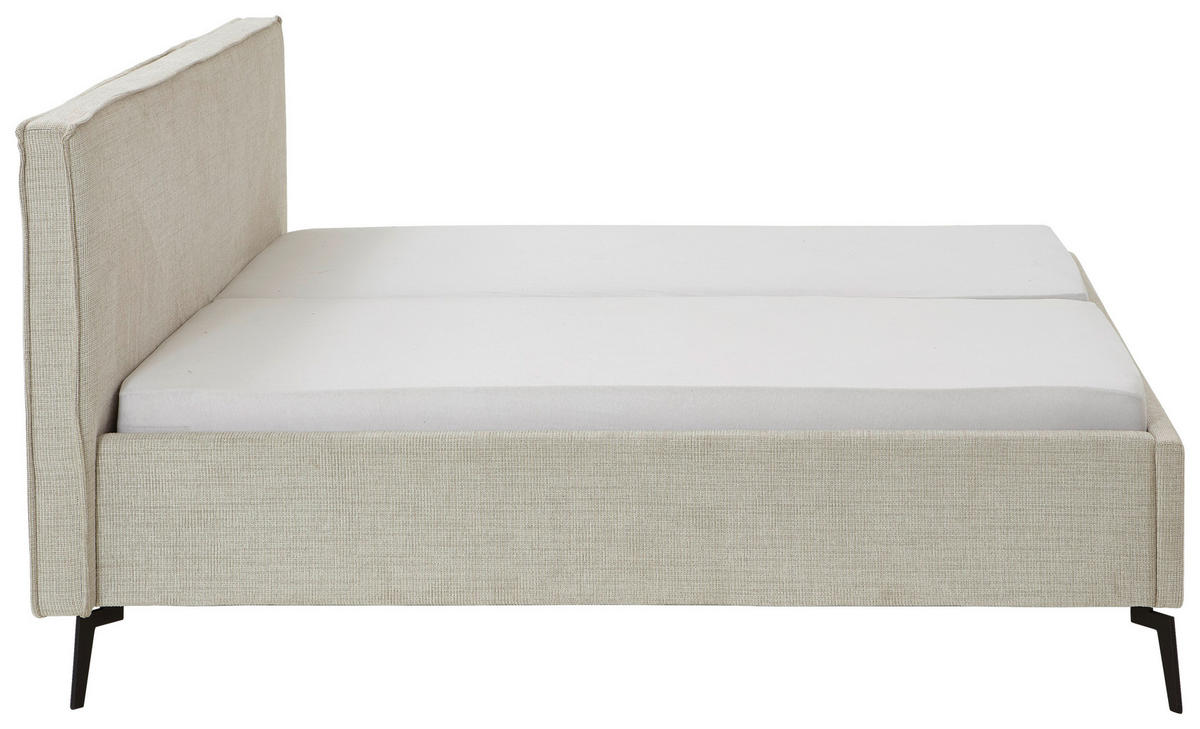 POLSTERBETT 180/200 cm  in Greige  - Greige/Birkefarben, Design, Holz/Textil (180/200cm) - home24