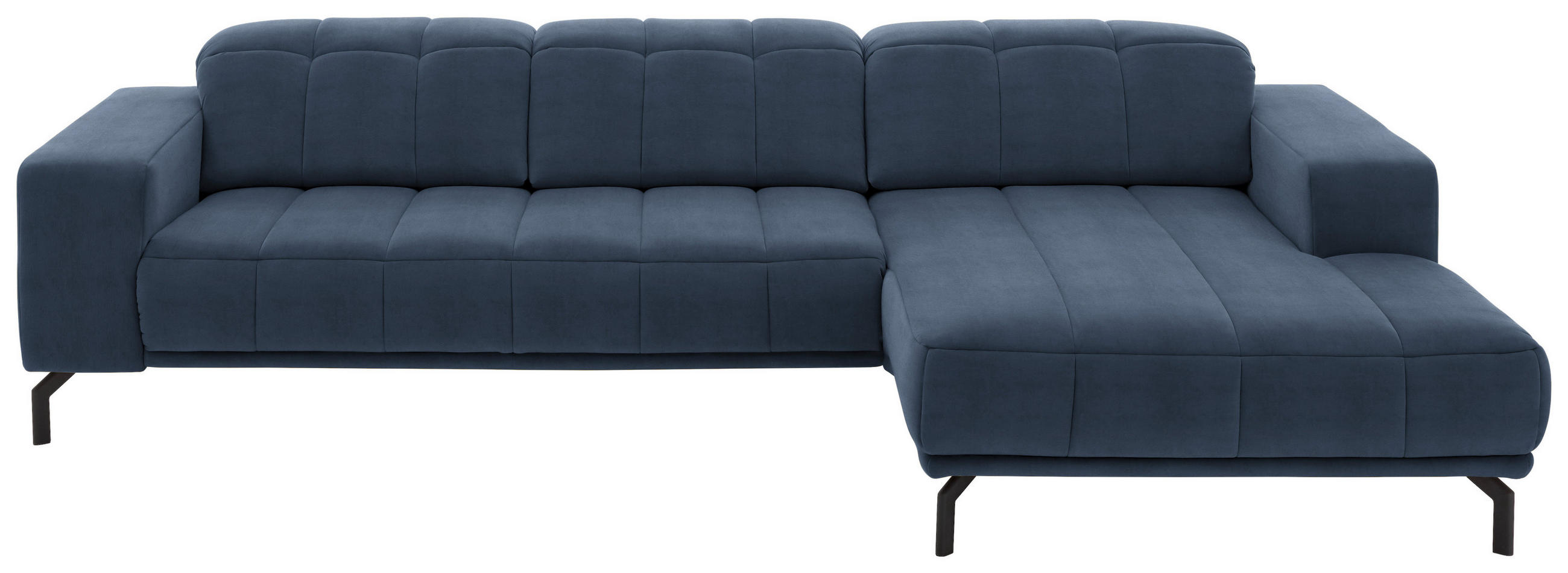 ECKSOFA Blau Velours  - Blau/Schwarz, Design, Textil/Metall (293/195cm) - Beldomo Style