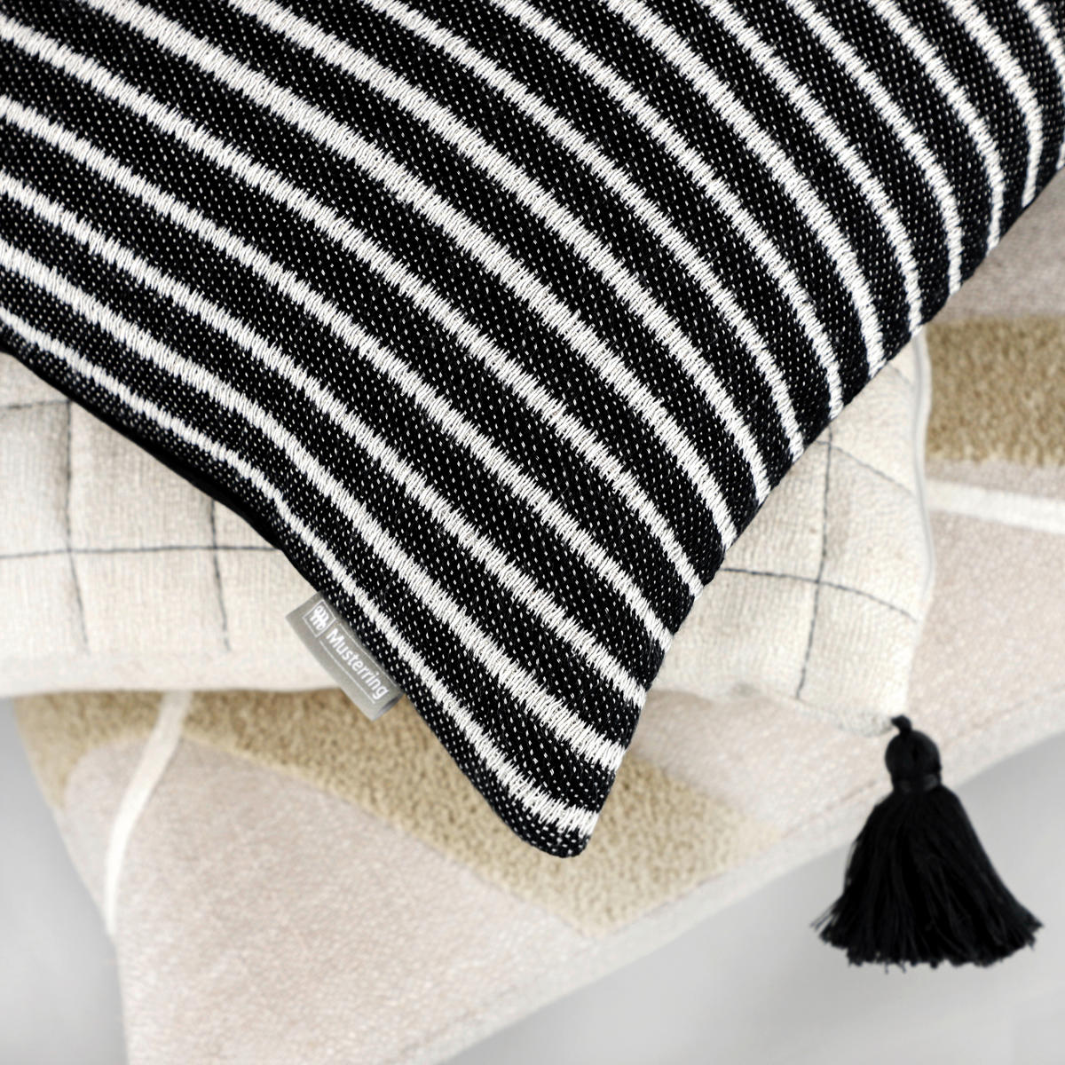 KISSENHÜLLE JustB! by Bettina Zimmermann 45/45 cm  - Schwarz/Naturfarben, Design, Textil (45/45cm) - Musterring