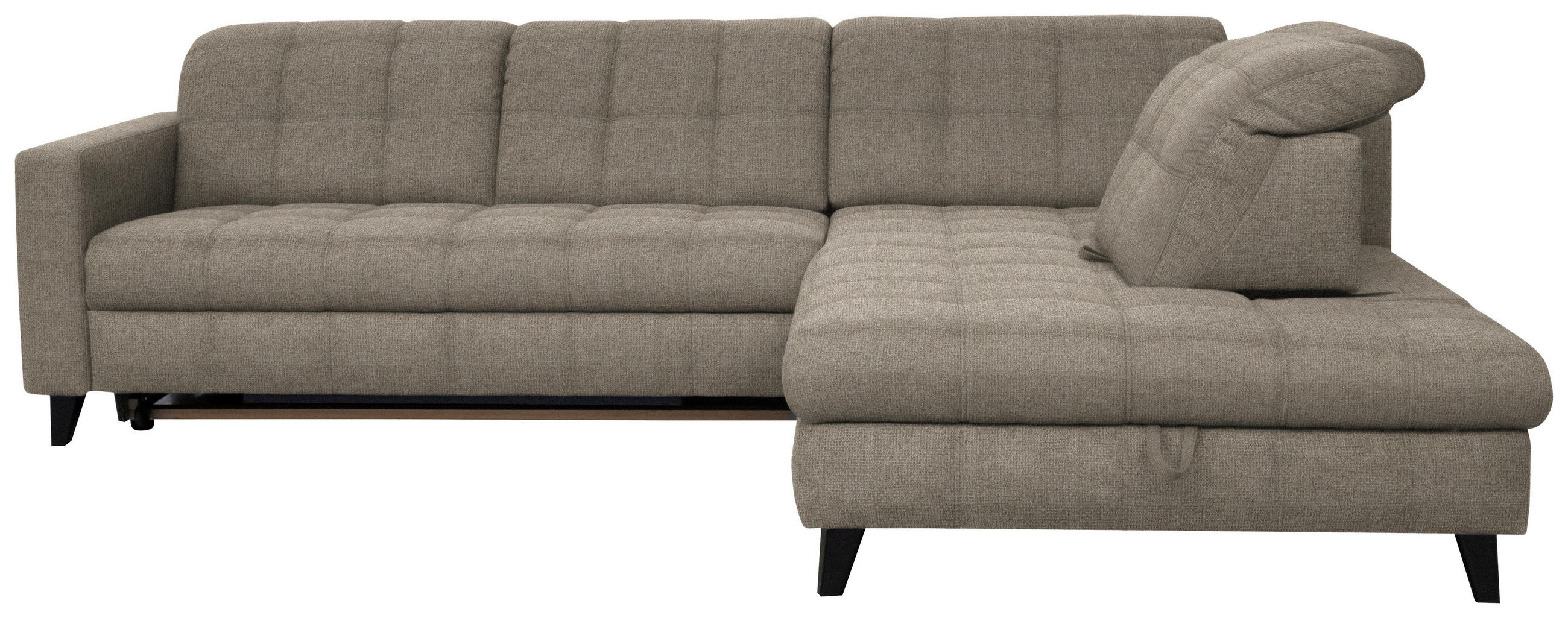 ECKSOFA in Webstoff Beige  - Beige/Schwarz, Design, Holz/Textil (297/216cm) - Xora