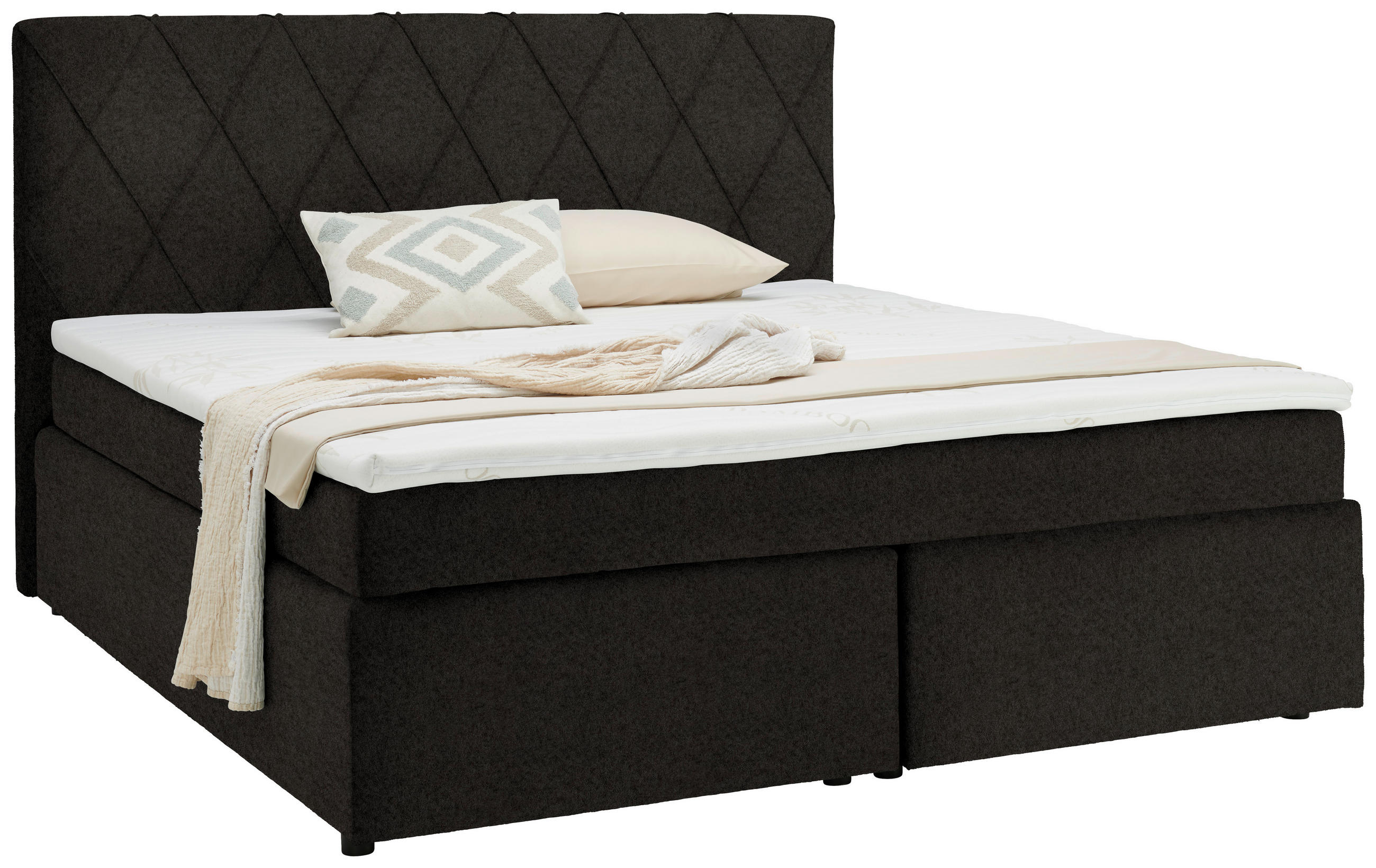 BOXSPRINGBETT 180/200 cm  in Mokka  - Schwarz/Mokka, Design, Kunststoff/Textil (180/200cm) - Xora