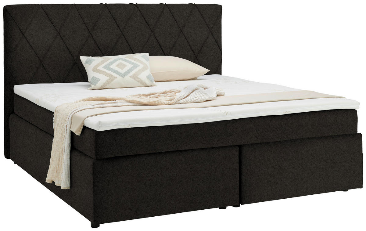 BOXSPRINGBETT 160/200 cm  in Mokka  - Schwarz/Mokka, Design, Holzwerkstoff/Kunststoff (160/200cm) - Xora