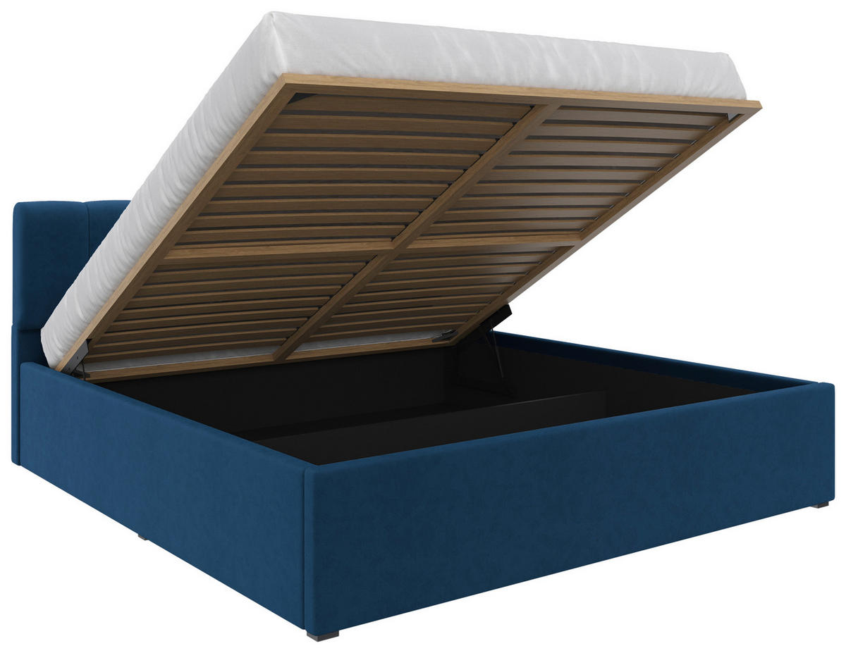 POLSTERBETT Lattenrost, Bettkasten Royalblau 180/200 cm  - Royalblau/Schwarz, Design, Holz/Kunststoff (180/200cm) - Stylife