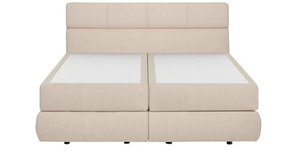 BOXSPRINGBETT 200/200 cm,  in Creme, motorische Verstellbarkeit, Matratzen, H3 + H3 = fest  - Creme/Schwarz, Design, Kunststoff/Textil (200/200cm) - Dieter Knoll