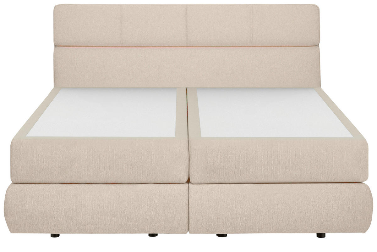 BOXSPRINGBETT 180/200 cm,  in Creme, motorische Verstellbarkeit, Matratzen, H3 + H3 = fest  - Creme/Schwarz, Design, Kunststoff/Textil (180/200cm) - Dieter Knoll