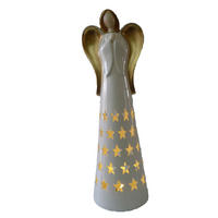 UKRASNI ANĐEO - bela/zlatna, Lajfstajl, keramika (10,6/32/10,6cm) - X-Mas