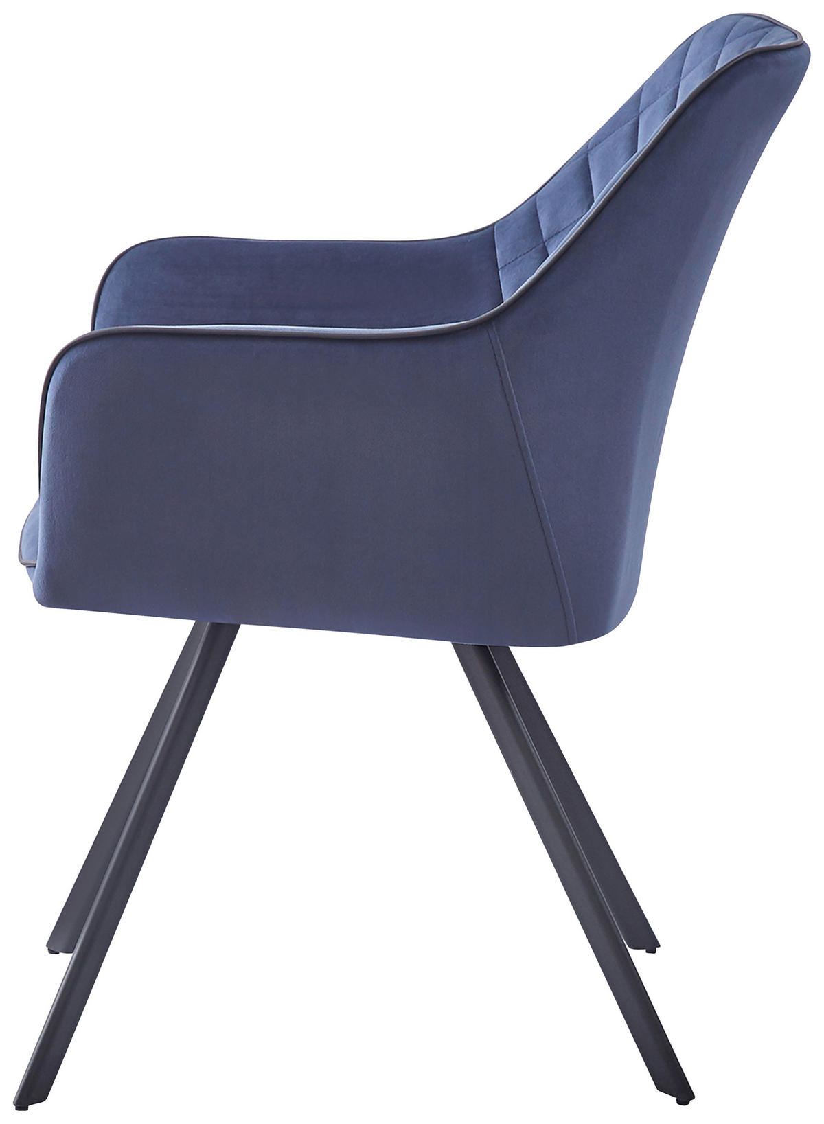 ARMLEHNSTUHL  in Samt  - Dunkelblau/Grau, MODERN, Textil/Metall (58/85/64,5cm) - Kayoom