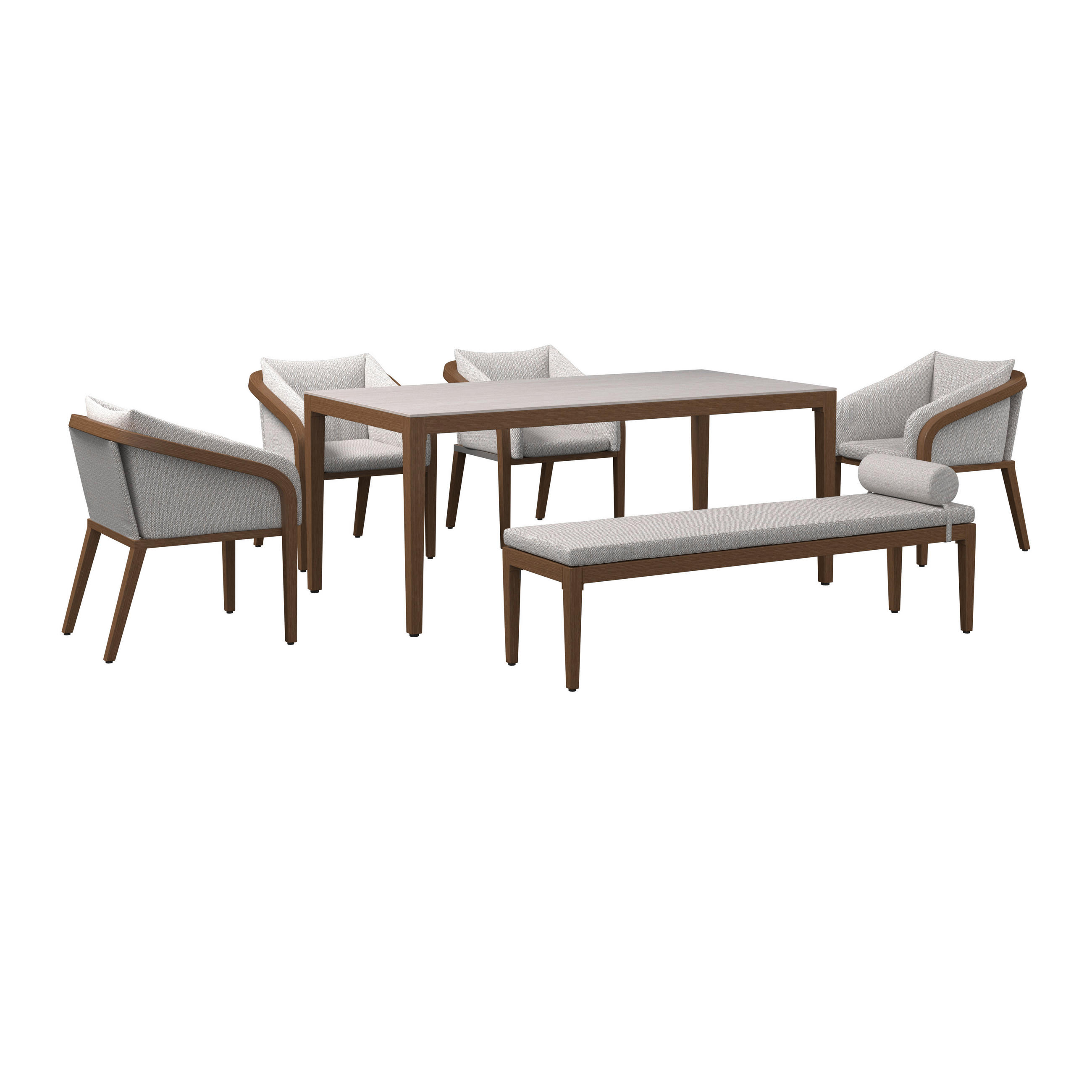 GARTENTISCHGRUPPE  - Hellbraun/Beige, MODERN, Textil/Stein - Ambia Garden