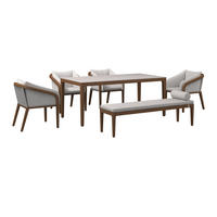 GARTENTISCHGRUPPE  - Hellbraun/Beige, MODERN, Textil/Stein - Ambia Garden