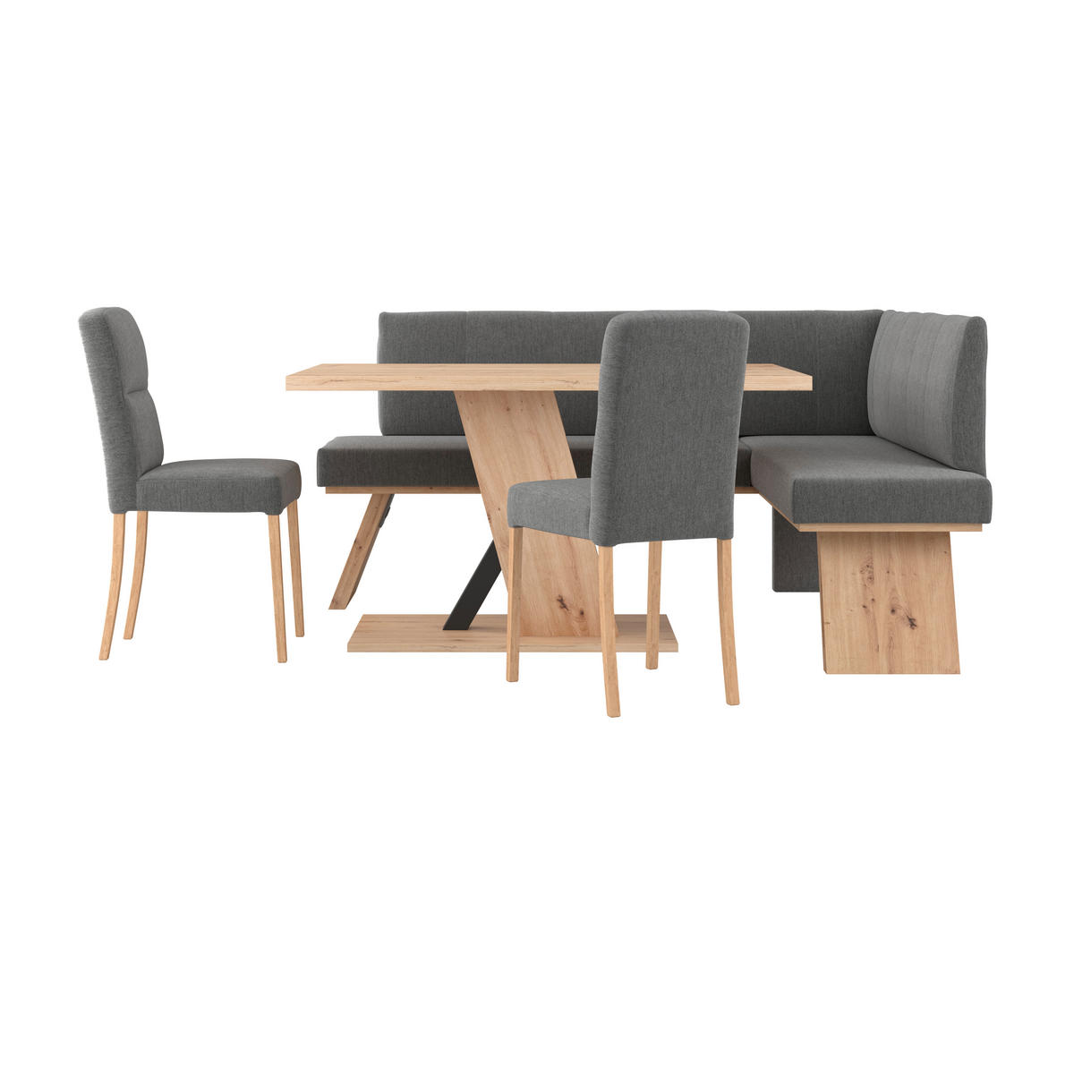 ECKBANK 185/150 cm Webstoff Anthrazit   - Eichefarben/Anthrazit, KONVENTIONELL, Textil (185/150cm)
