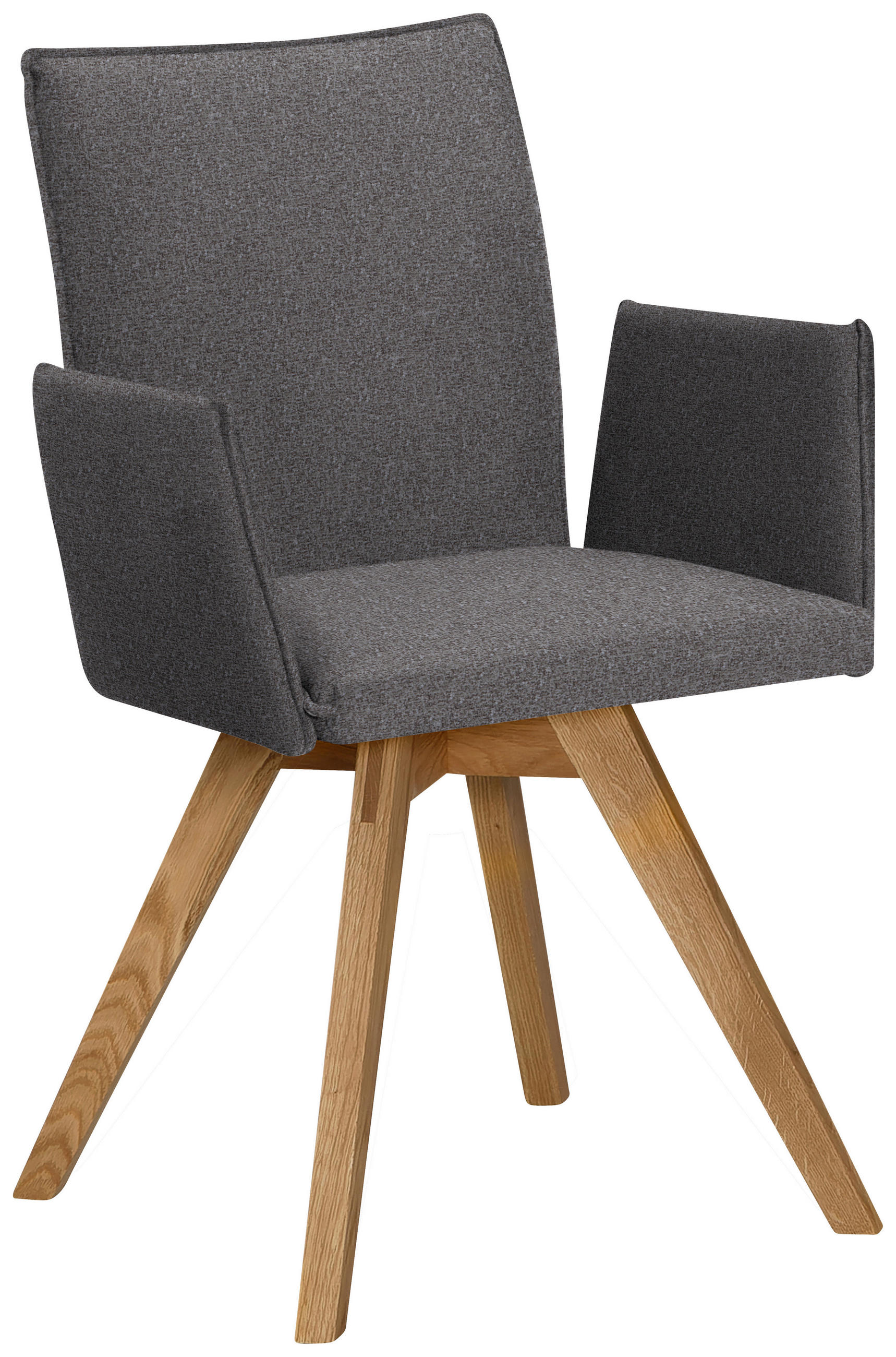 ARMLEHNSTUHL in Samt - Eichefarben/Grau, KONVENTIONELL, Holz/Textil (60/91/61cm) - Moderano