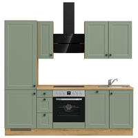 KÜCHENBLOCK 240 cm   Eichefarben, Schilfgrün  - Schilfgrün/Eichefarben, Modern, Holzwerkstoff/Metall (240cm) - Nobilia