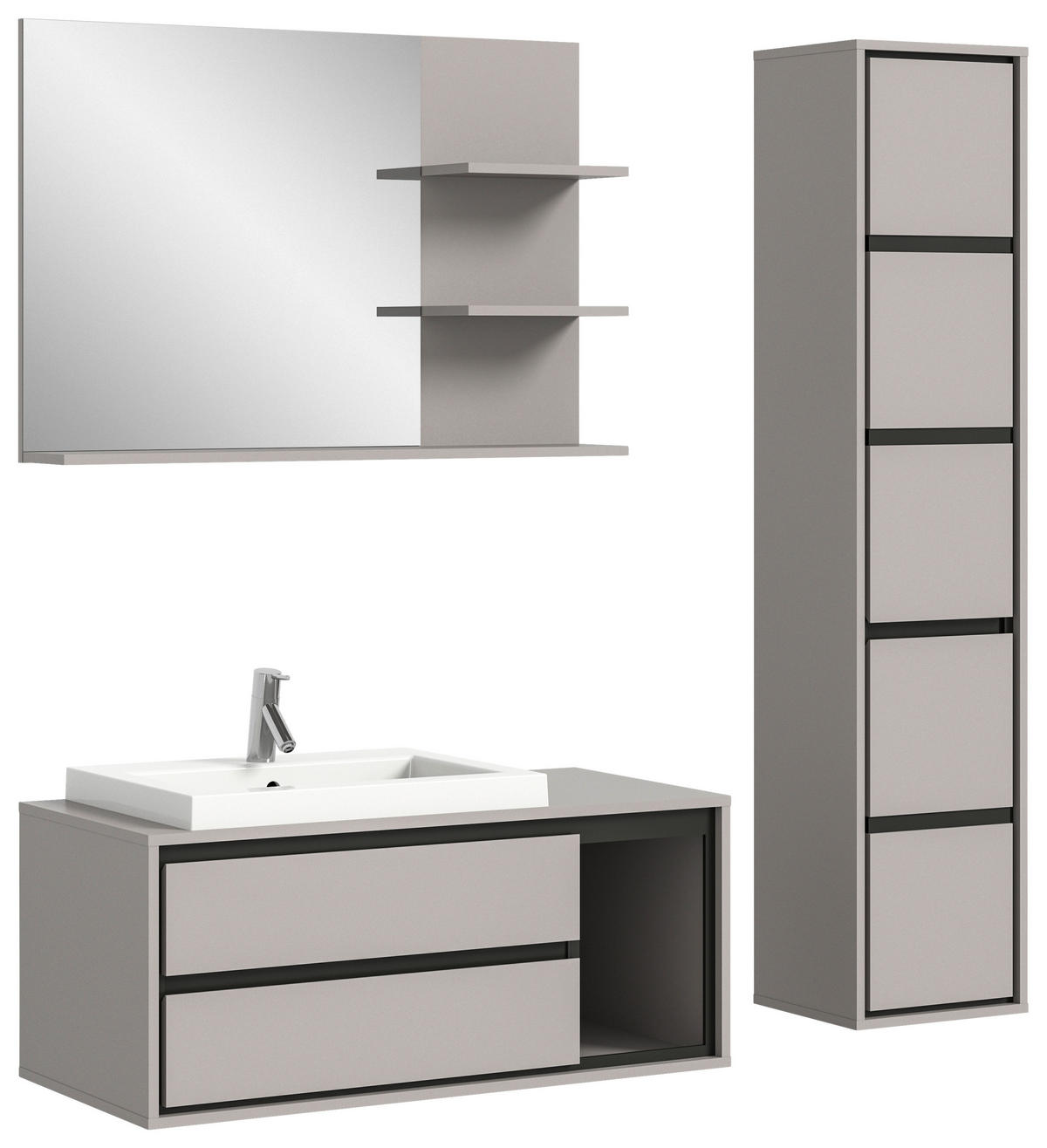 WANDSPIEGEL 100/69/16 cm  - Grau, MODERN, Holzwerkstoff (100/69/16cm) - MID.YOU