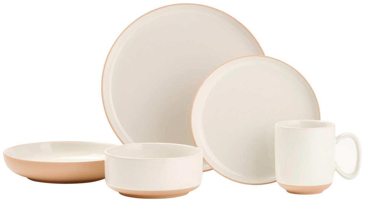 KOMBISERVICE Braun, Weiß Terra Nova 20-teilig 4 Personen  - Braun/Weiß, Trend, Keramik - Novel