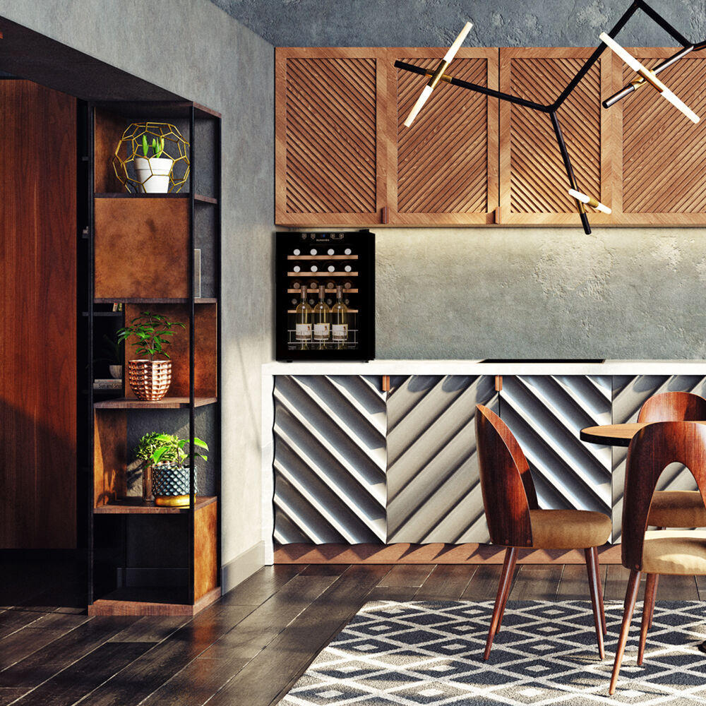 WEINKÜHLSCHRANK DXFH-20.62  - Schwarz, Basics, Glas/Holz (43/64,5/48cm)