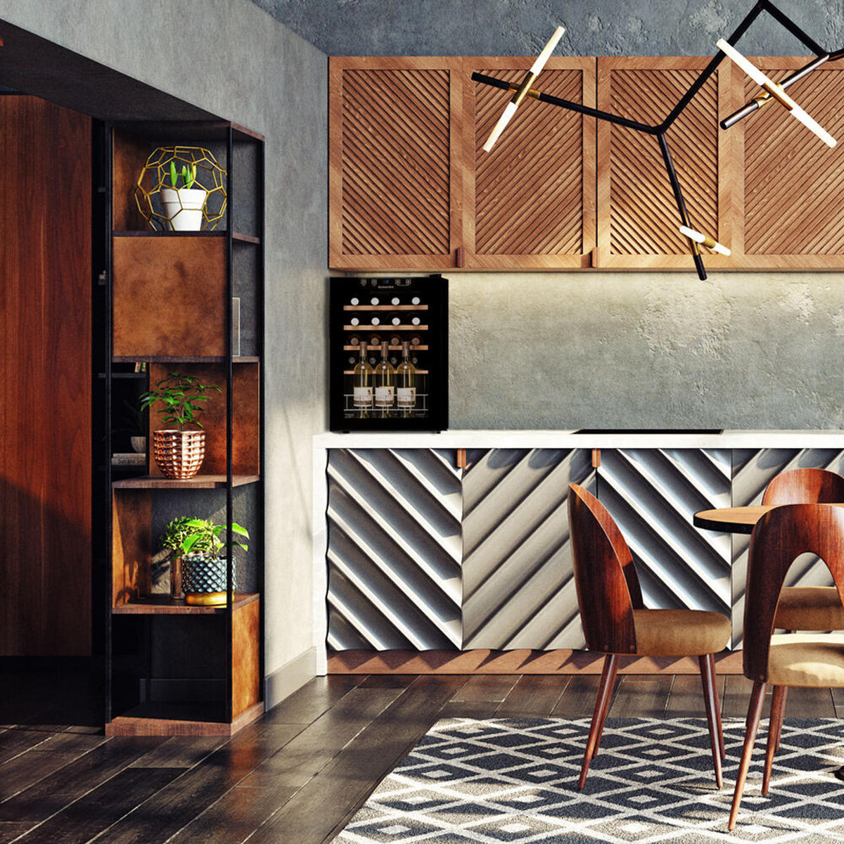 WEINKÜHLSCHRANK DXFH-20.62  - Schwarz, Basics, Glas/Holz (43/64,5/48cm)