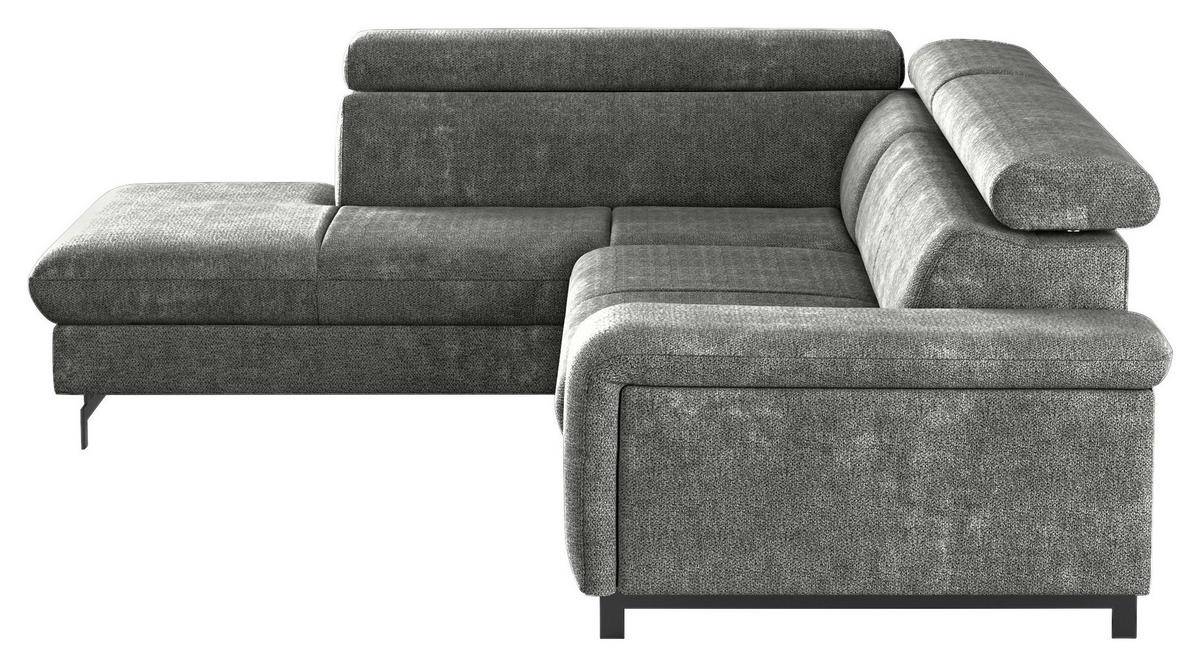 ECKSOFA in Chenille Grau  - Schwarz/Grau, Textil/Metall (215/262cm) - MID.YOU