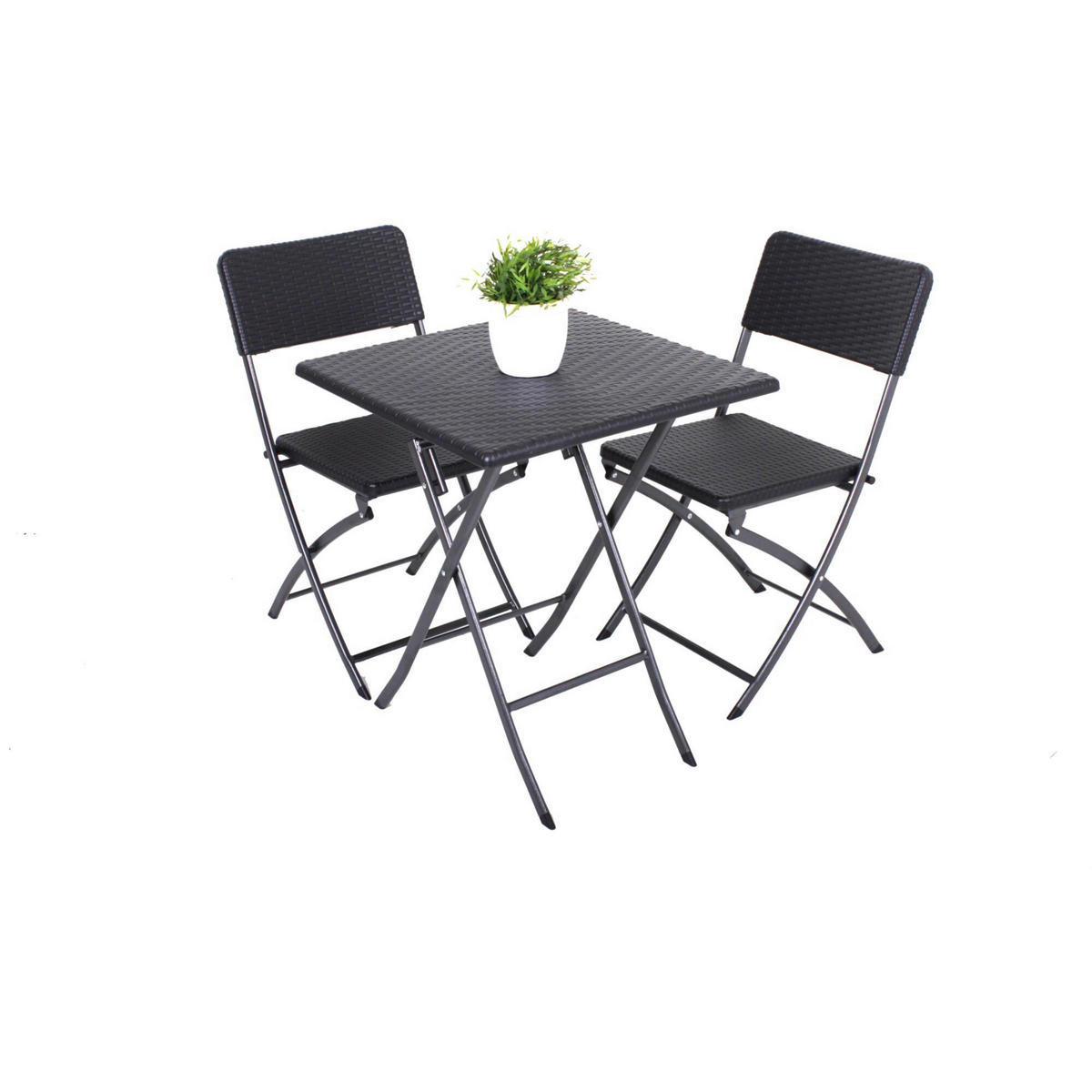 BALKONSET  - Schwarz, Basics, Kunststoff/Metall (62/74/62cm) - Gardenson