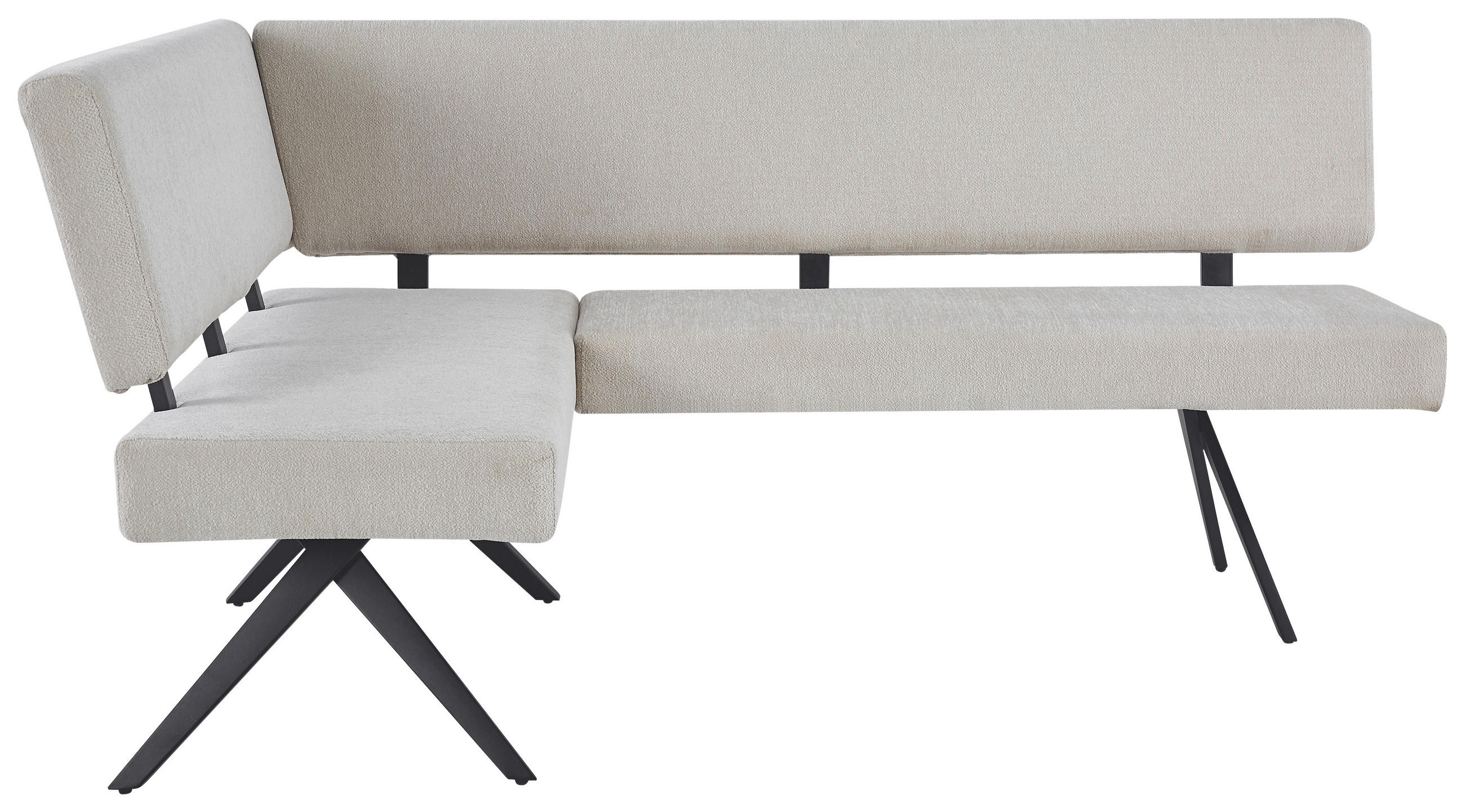 ECKBANK in Schwarz, Beige - Beige/Schwarz, KONVENTIONELL, Textil/Metall (190/150/90/62cm) - MID.YOU