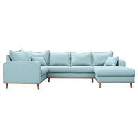 WOHNLANDSCHAFT in Textilgeflecht Hellblau  - Wengefarben/Hellblau, Design, Holz/Textil (167/296/170cm) - Livetastic